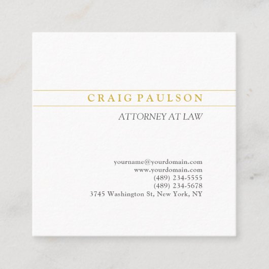 Gold & White Consultant Attorney Profession Matte  スクエア名刺 (正面)