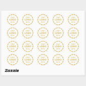 Gold White Custom Logo Scalloped Circle Sticker ラウンドシール (シート)