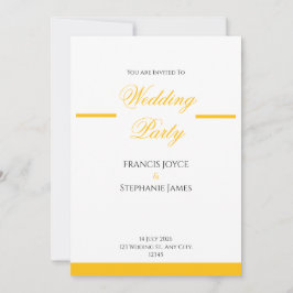 Gold & White Elegant Wedding Invitation Design 招待状