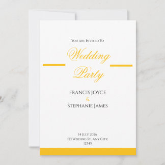 Gold & White Elegant Wedding Invitation Design 招待状