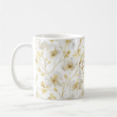 Gold White Floral Mom コーヒーマグカップ (左)