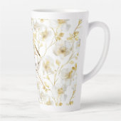 Gold White Floral Mom Christmas カフェラテマグ (右)