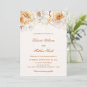 Gold White Flowers Wedding 招待状 (スタンド正面)