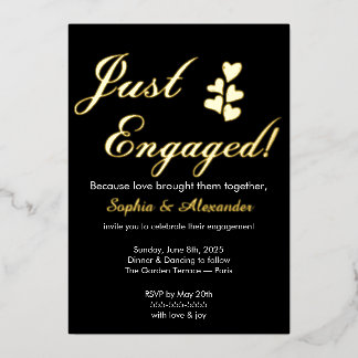 Gold & White Foil Engagement Invitation 箔招待状