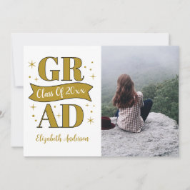 Gold & White Graduation 案内状