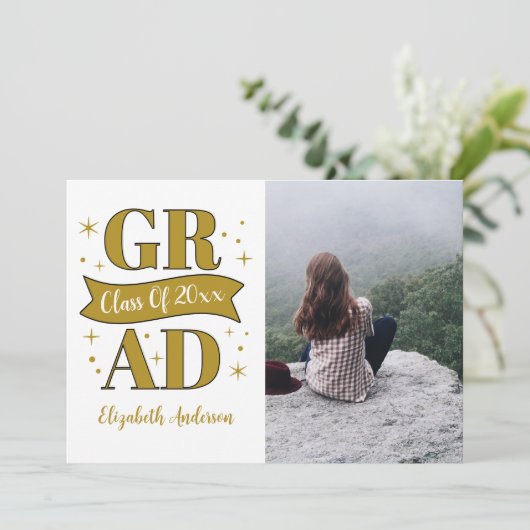 Gold & White Graduation 案内状 (スタンド正面)