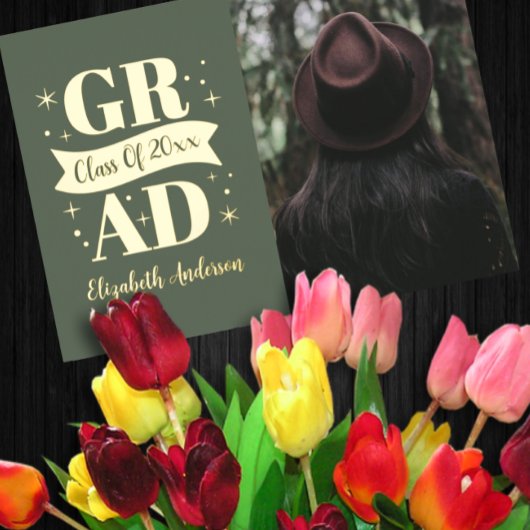 Gold & White Graduation Announcement 箔招待状