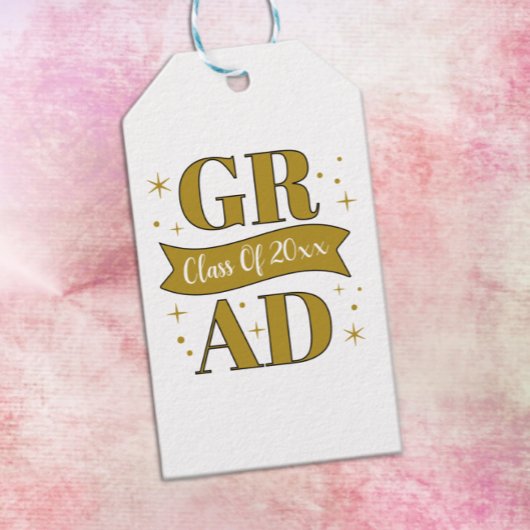 Gold & White Graduation Party ギフトタグ