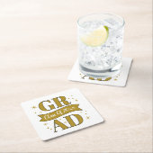 Gold & White Graduation Party スクエアペーパーコースター (インサイチュ)