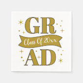 Gold & White Graduation Party スタンダードカクテルナプキン (正面)