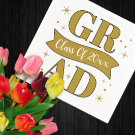 Gold & White Graduation Party スタンダードカクテルナプキン
