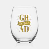 Gold & White Graduation Party ステムなしワイングラス (正面)