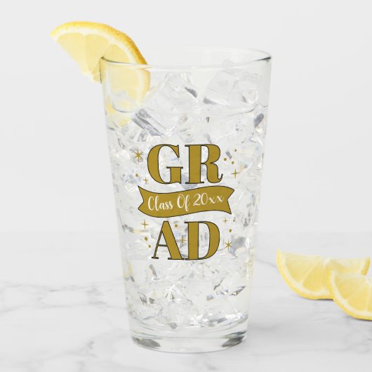 Gold & White Graduation Party タンブラーグラス (アイス正面)