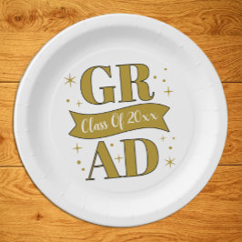 Gold & White Graduation Party ペーパープレート