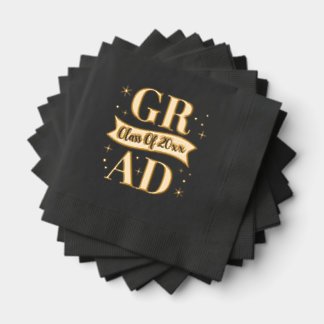 Gold & White Graduation Party 箔ナプキン