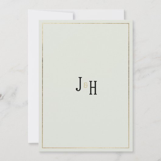 Gold white mint delicate floral Wedding 招待状 (裏面)