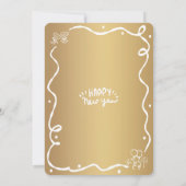 Gold White New Year Cheer Hand Drawn Sketch Party 招待状 (裏面)