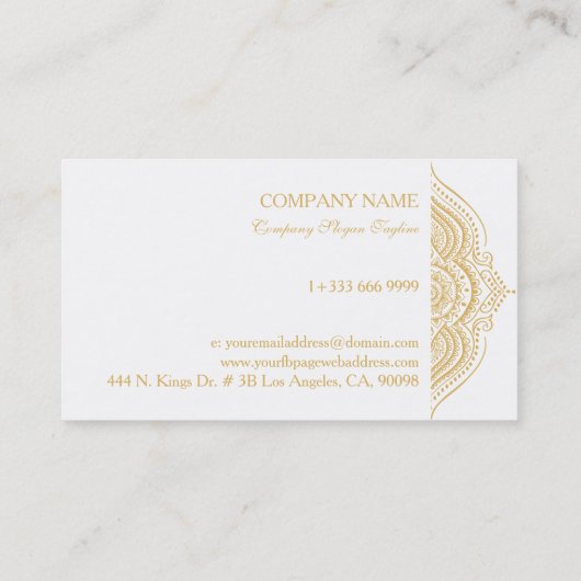 Gold White Paisley Mandala 名刺 (裏面)