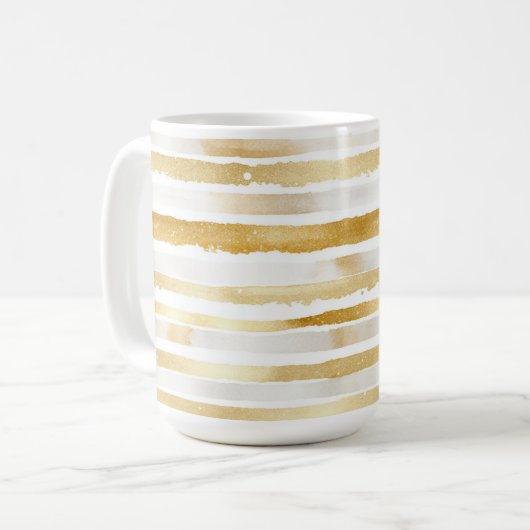 Gold White Stripes  コーヒーマグカップ (正面左)