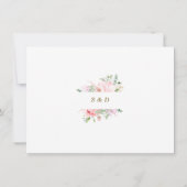 Gold Wild Pink Flowers Wedding Calligraphy セーブザデート (裏面)