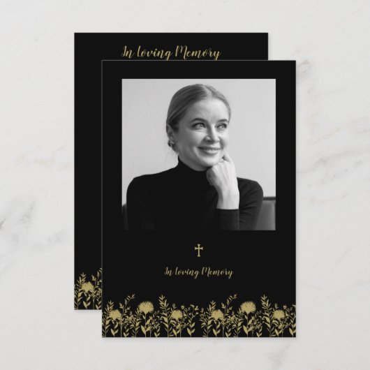 Gold Wildflowers & In Loving Memory Quote Funeral (正面/裏面)