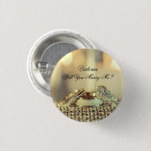 Gold Will You Marry Me Proposal Name Script 缶バッジ (正面&裏面)