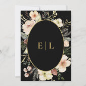 Gold Winter Black Flora Botanical Monogram Wedding 招待状 (裏面)