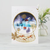 Gold Winter Eve Couple Snowglobe Forest Home シーズンカード (スタンド正面)