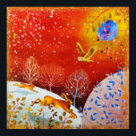 Gold Winter Woodland Rabbit Owl Watercolor ポスター<br><div class="desc">Wander into an enchanting winter forest with rabbits on the run. An owl watches silently over the magical Christmas forest.</div>