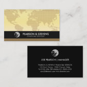 Gold World Map Business Finance Financial 名刺 (正面/裏面)