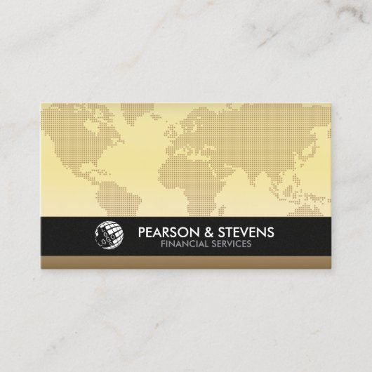 Gold World Map Business Finance Financial 名刺 (正面)
