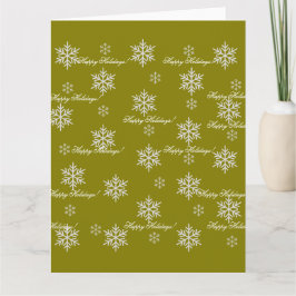 Gold Wrapping Paper Happy Holidays Snowflakes カード