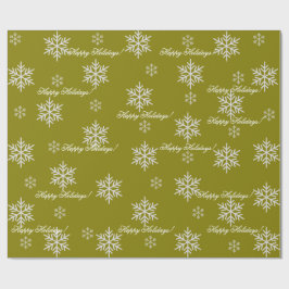 Gold Wrapping Paper Happy Holidays Snowflakes ラッピングペーパー
