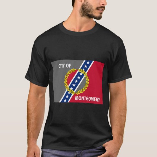 Gold Wreath Grey and Red Montgomery Alabama Flag C Tシャツ (正面)