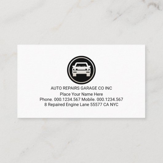 Gold Wrench Frame Silver Car Nut Logo 名刺 (裏面)