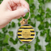 Gold Yellow Black Bee Stripes キーホルダー (手)