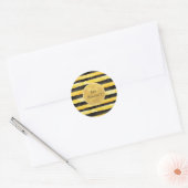 Gold Yellow Black Bee Stripes ラウンドシール (封筒)