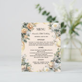 Gold yellow florals ribbon menu card (スタンド正面)
