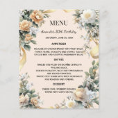 Gold yellow florals ribbon menu card (正面)