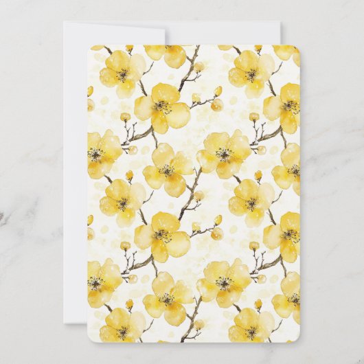 Gold Yellow Flowers Bridal Shower 招待状 (裏面)