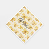 Gold Yellow Honey Bees Bows Baby Shower スタンダードランチョンナプキン (角)