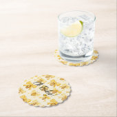 Gold Yellow Honey Bees Bows Baby Shower ペーパーコースター (インサイチュ)