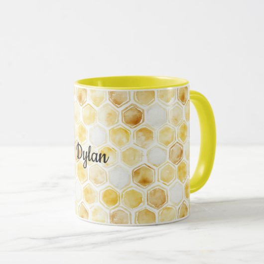 Gold Yellow Honeycomb マグカップ (正面右)