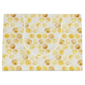 Gold Yellow Honeycomb Birthday ラージペーパーバッグ (正面)
