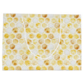 Gold Yellow Honeycomb Birthday ラージペーパーバッグ (裏面)