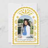 Gold Yellow Papel Picado Talavera Photo Graduation 招待状 (裏面)