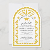 Gold Yellow Papel Picado Talavera Photo Graduation 招待状 (正面)