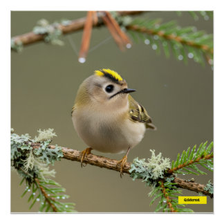 Goldcrest Macro Wildlife Poster ポスター