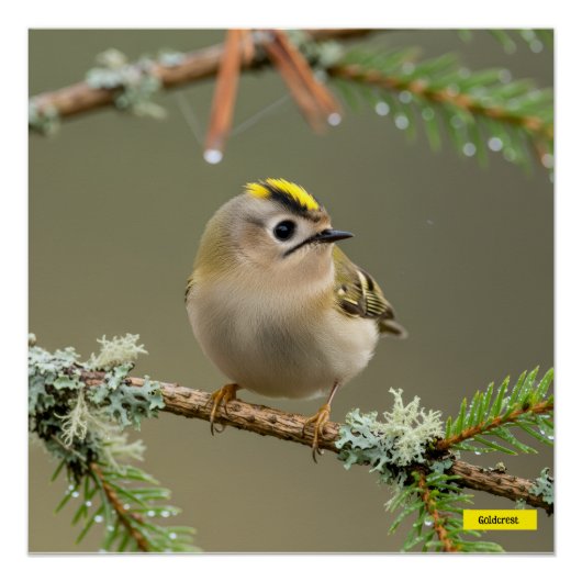 Goldcrest Macro Wildlife Poster ポスター (正面)