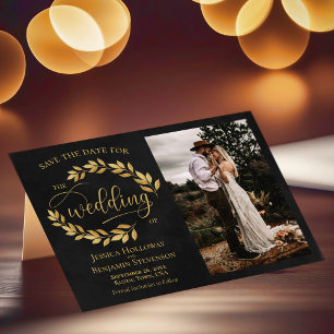 Golden葉 Photo'sでブラックに素朴結婚の セーブザデート